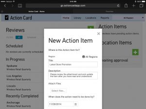 Action Card New Action Item