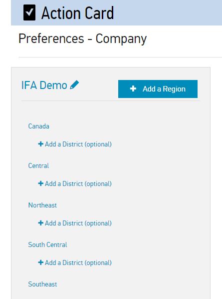 Action Card company preferences